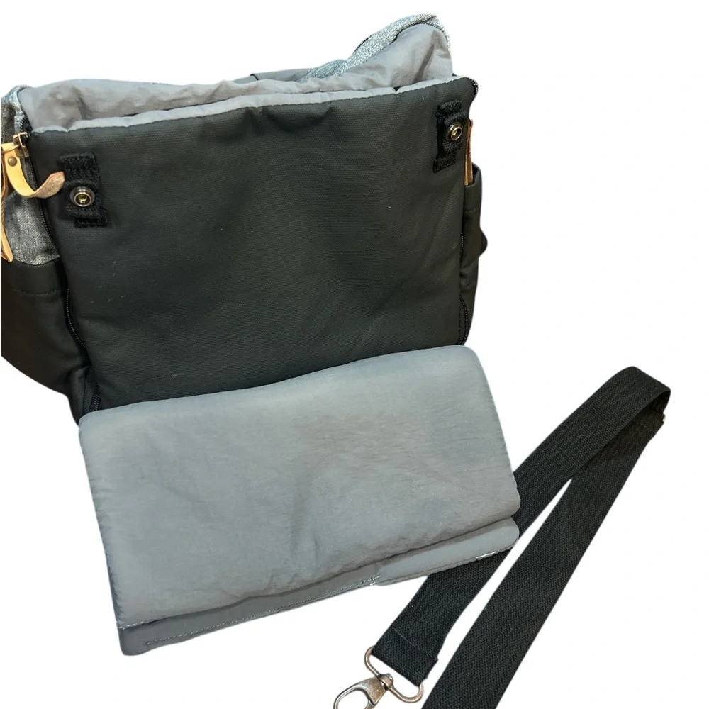 Petunia Pickle Bottom Gray Diaper Bag Backpack w/ Strap & Changing Pad
